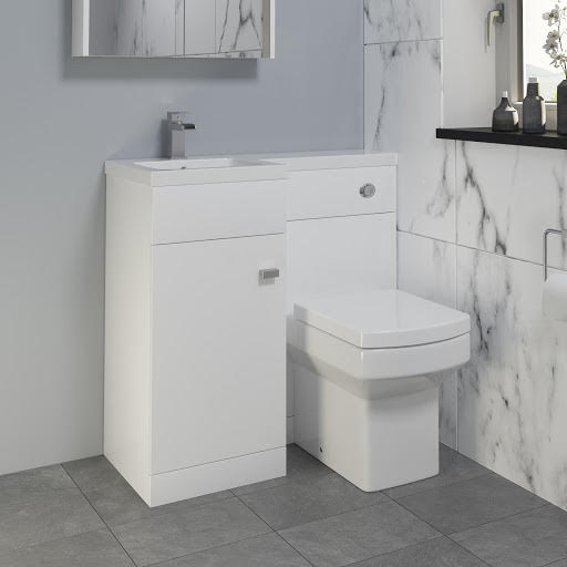 Aurora Toilet & Basin Vanity Unit Combination with Door - Gloss White 900mm Left Hand Price Comparisons | Compare The Build