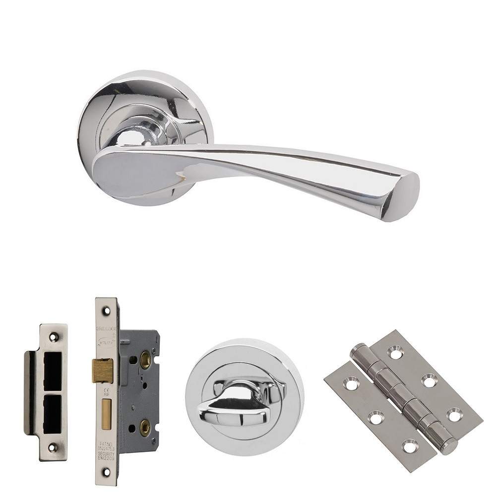 XL Joinery Rhine Polished Chrome Bathroom Lock Door Handle Pack - 65mm RHINEBP65 Price Comparisons | Compare The Build