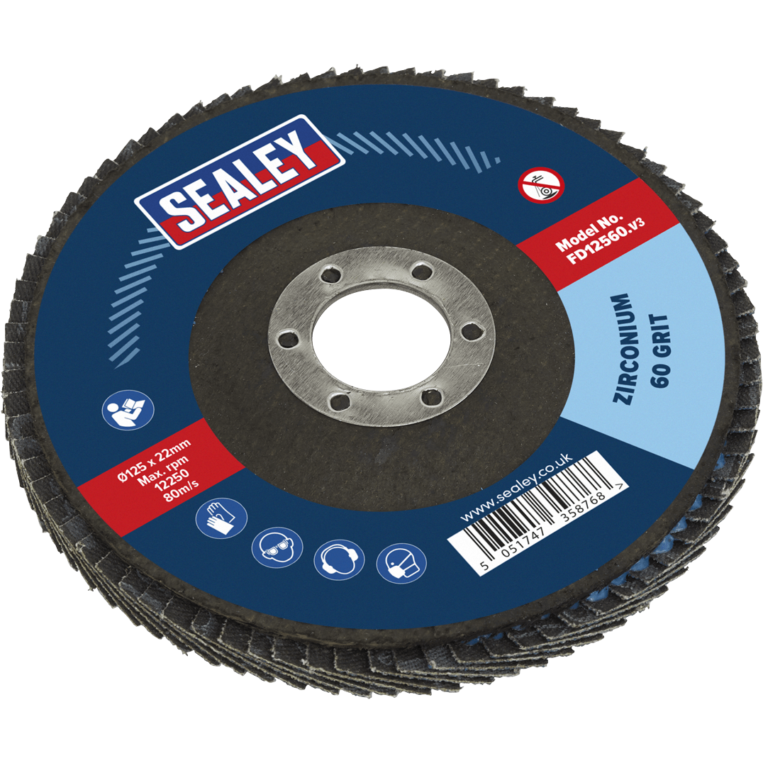 Sealey Zirconium Abrasive Flap Disc 125mm 60g Pack of 1 Price Comparisons | Compare The Build