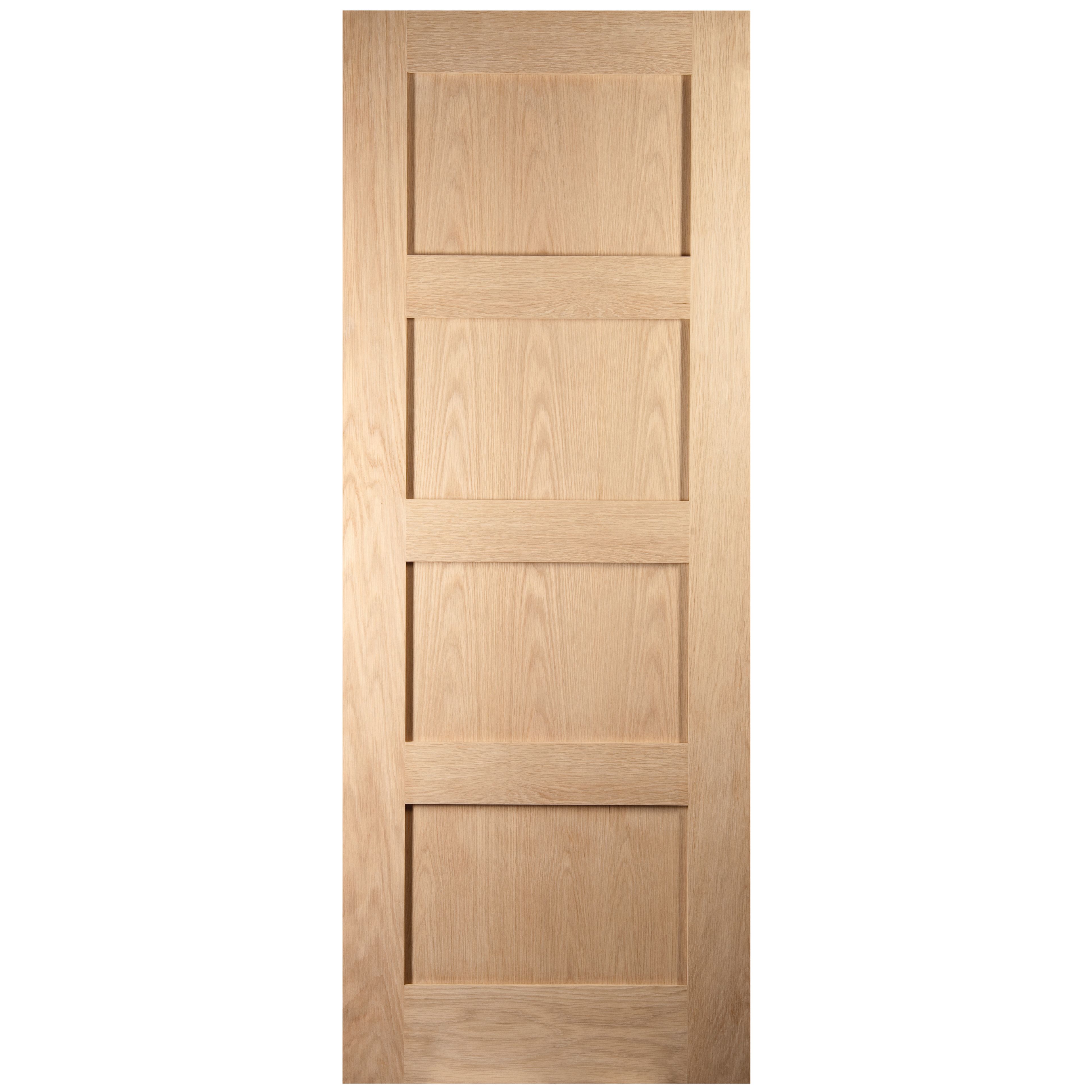 4 Panel Shaker Oak Veneer Internal Door, (H)1981mm (W)762mm (T)44mm Price Comparisons | Compare The Build