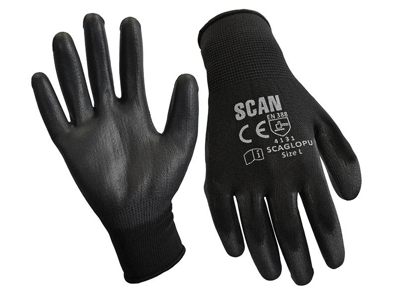 Scan SCAGLOPU240M Black PU Coated Gloves - M (Size 8) (240 Pairs) | Compare The Build