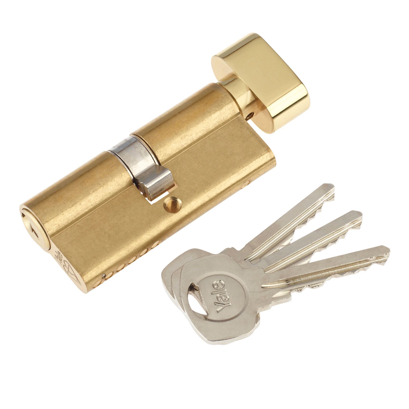 Yale Brass-Plated Single Euro Thumbturn Cylinder Lock, (L)80mm (W)29mm | Compare The Build