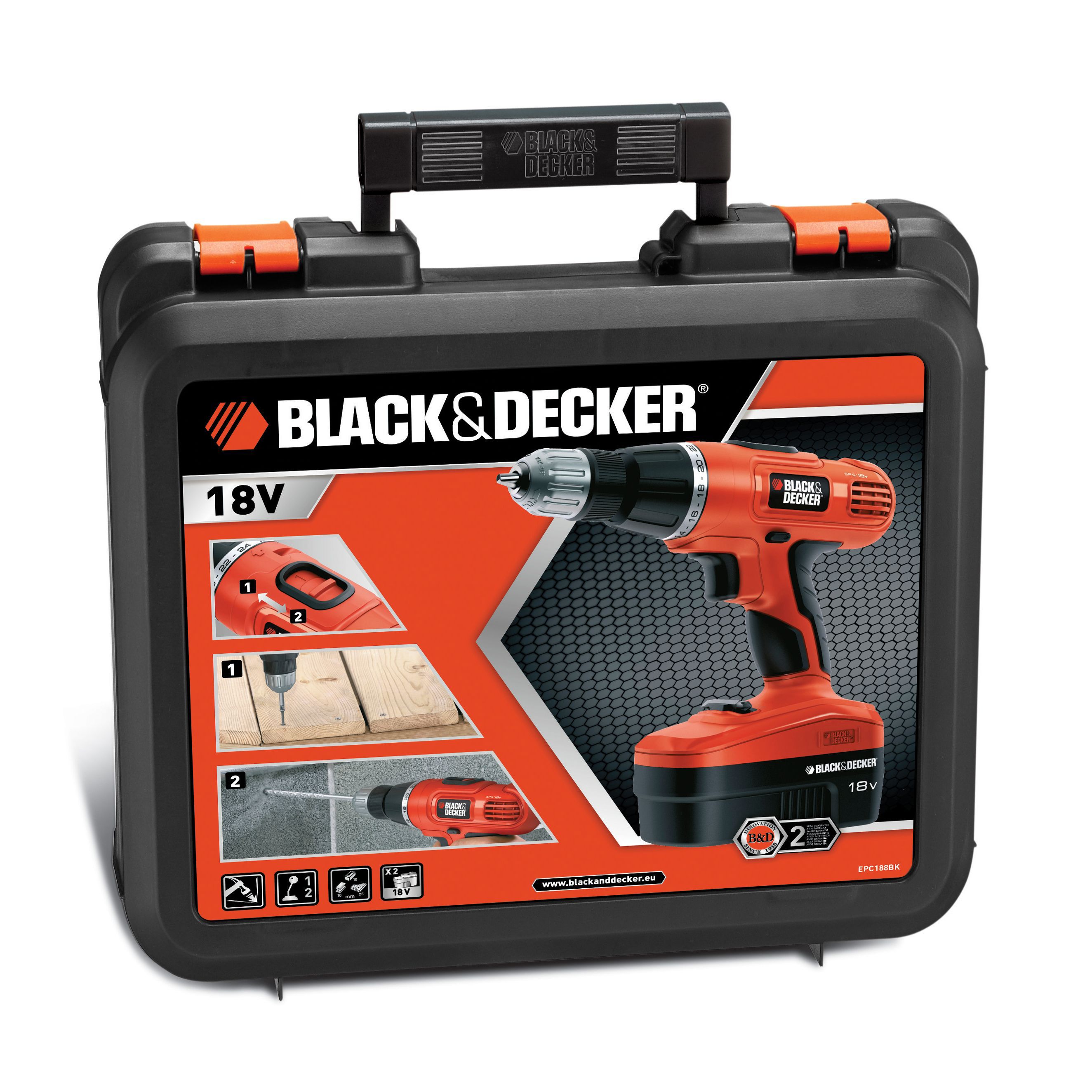 Black & Decker 18V 1Ah Ni-Cd Cordless Combi Drill 2 Batteries Epc188Bk-Gb Price Comparisons | Compare The Build