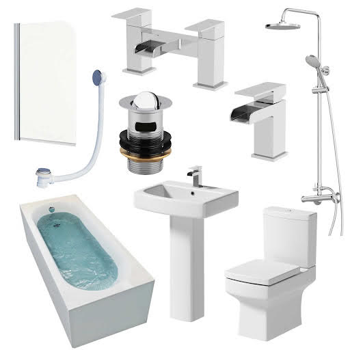 Royan Complete Bathroom Suite Bundle with Single Ended Bath - 1500mm | Compare The Build