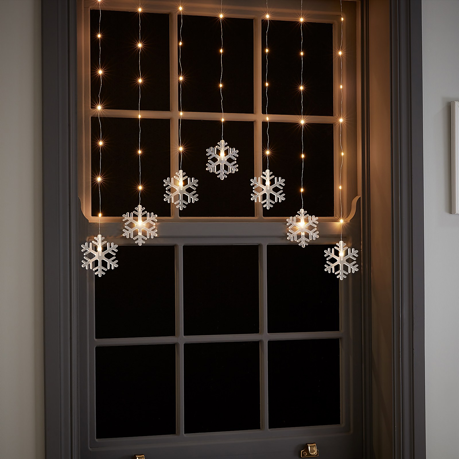 Snowflake LED Pinwire Christmas Window Curtain Light Price Comparisons | Compare The Build