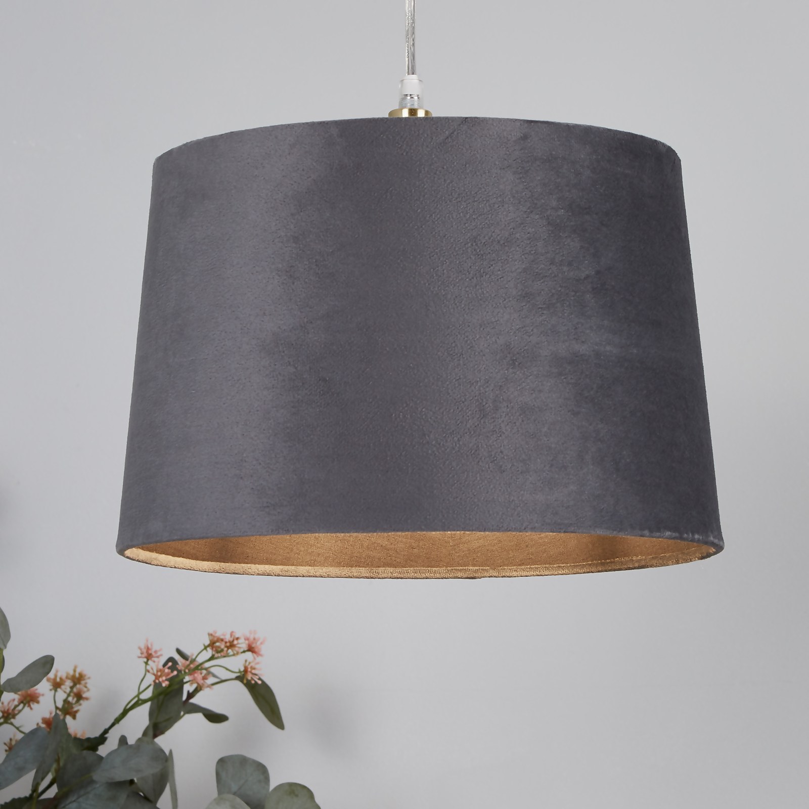 Velvet Drum Lamp Shade - 30cm - Charcoal Price Comparisons | Compare The Build