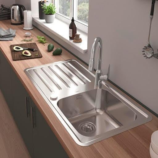 hansgrohe S41 Stainless Steel Kitchen Sink - 1 Bowl with Drainer 2 Tap Hole S4113-F400 Price Comparisons | Compare The Build