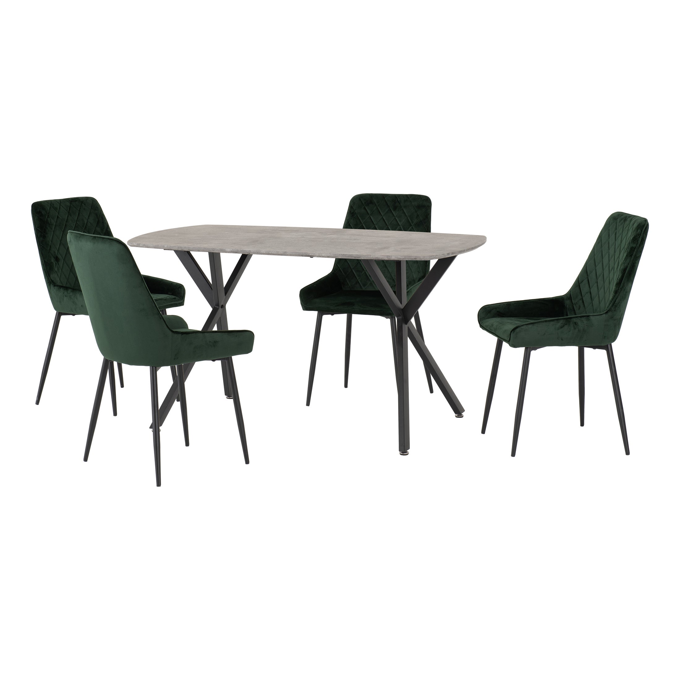 Athens Rectangular Concrete Effect Dining Table with 4 Avery Green Dining Chairs Green Price Comparisons | Compare The Build