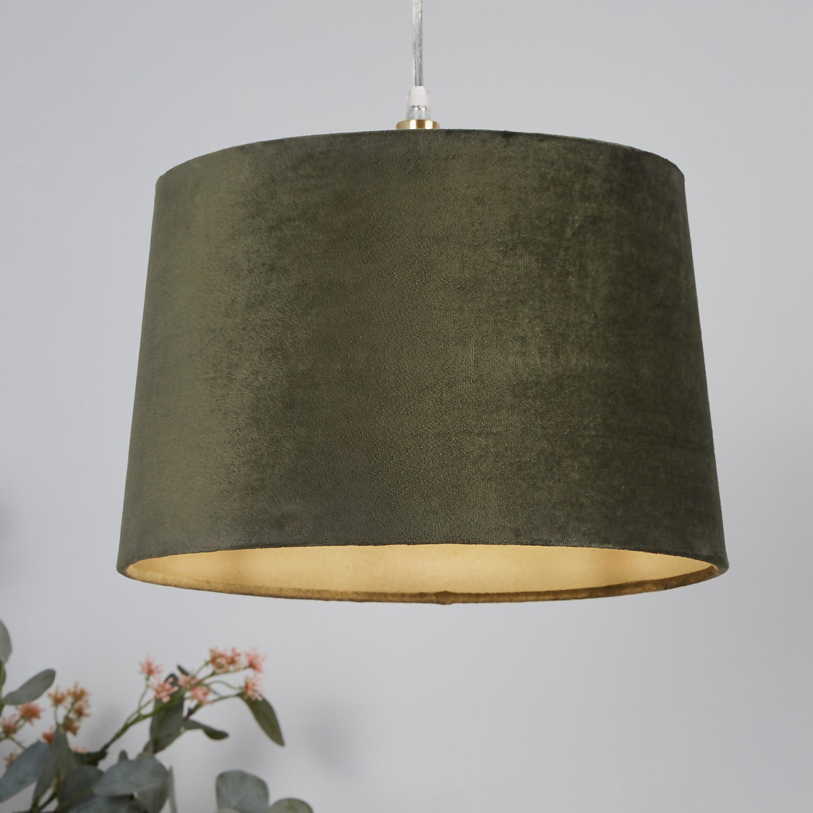 Velvet Drum Lamp Shade - 30cm - Olive | Compare The Build