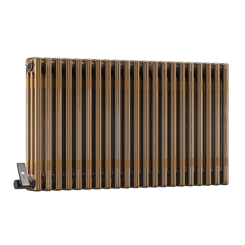 DQ Modus 3 Column Horizontal Radiator, Brass Lacquer, 600mm x 692mm (Electric) | Compare The Build