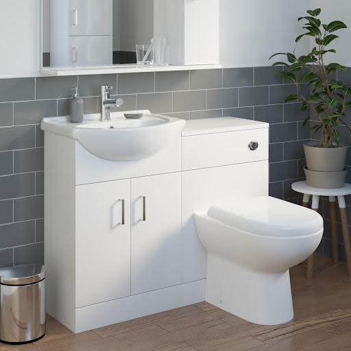 Essence Toilet & Basin Vanity Unit Combination - White Gloss 1050mm | Compare The Build