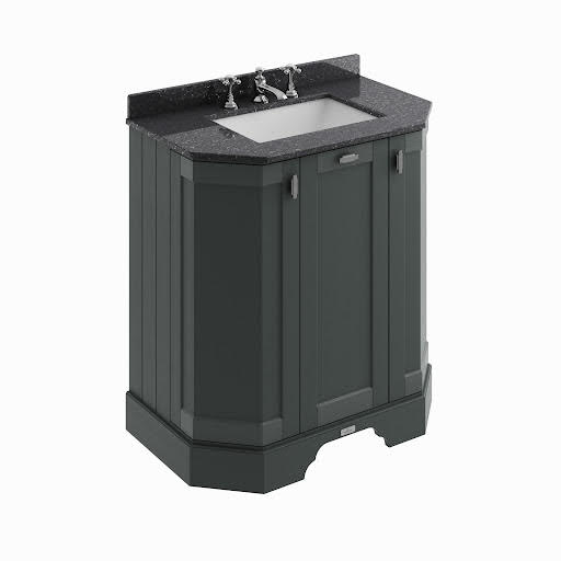 BC Designs Victrion Freestanding Traditional Angled Vanity Unit & Black Basin 750mm 3TH - Dark Grey | Compare The Build