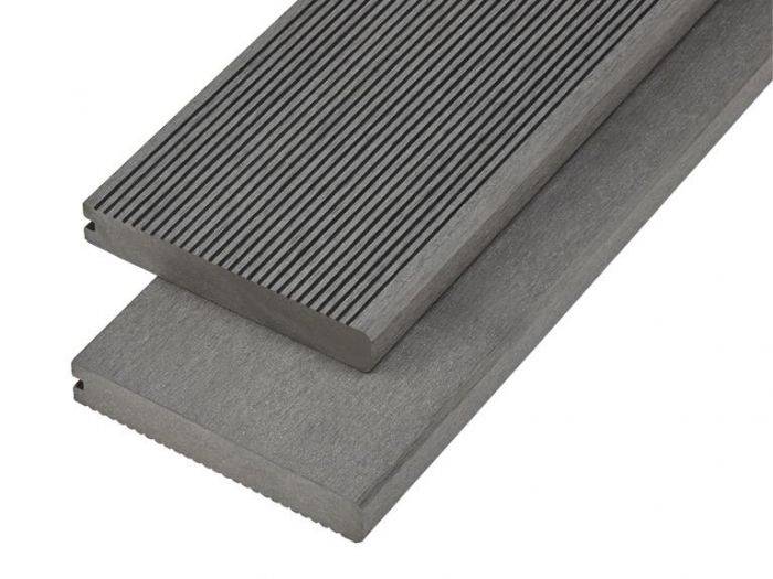 Solid Commercial Grade Bullnose Composite Decking Board 4000mm x 150mm x 25mm - Stone Grey | Compare The Build