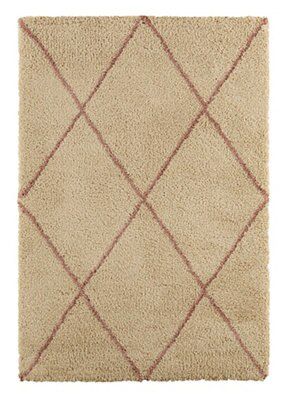Colours Kitah Diamond Lines Cream & Pink Rug 230Cmx160Cm Price Comparisons | Compare The Build