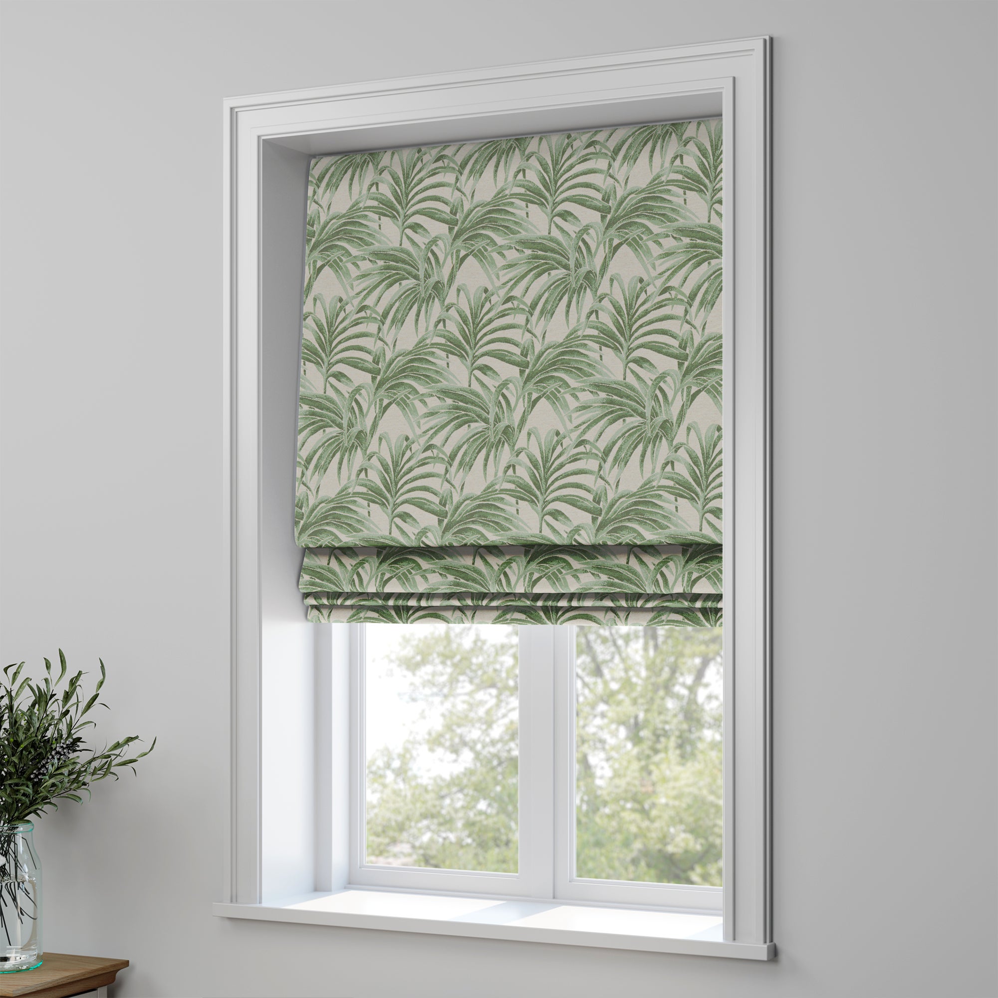 Palm Jacquard Made to Measure Roman Blind Palm Jacquard Green Price Comparisons | Compare The Build