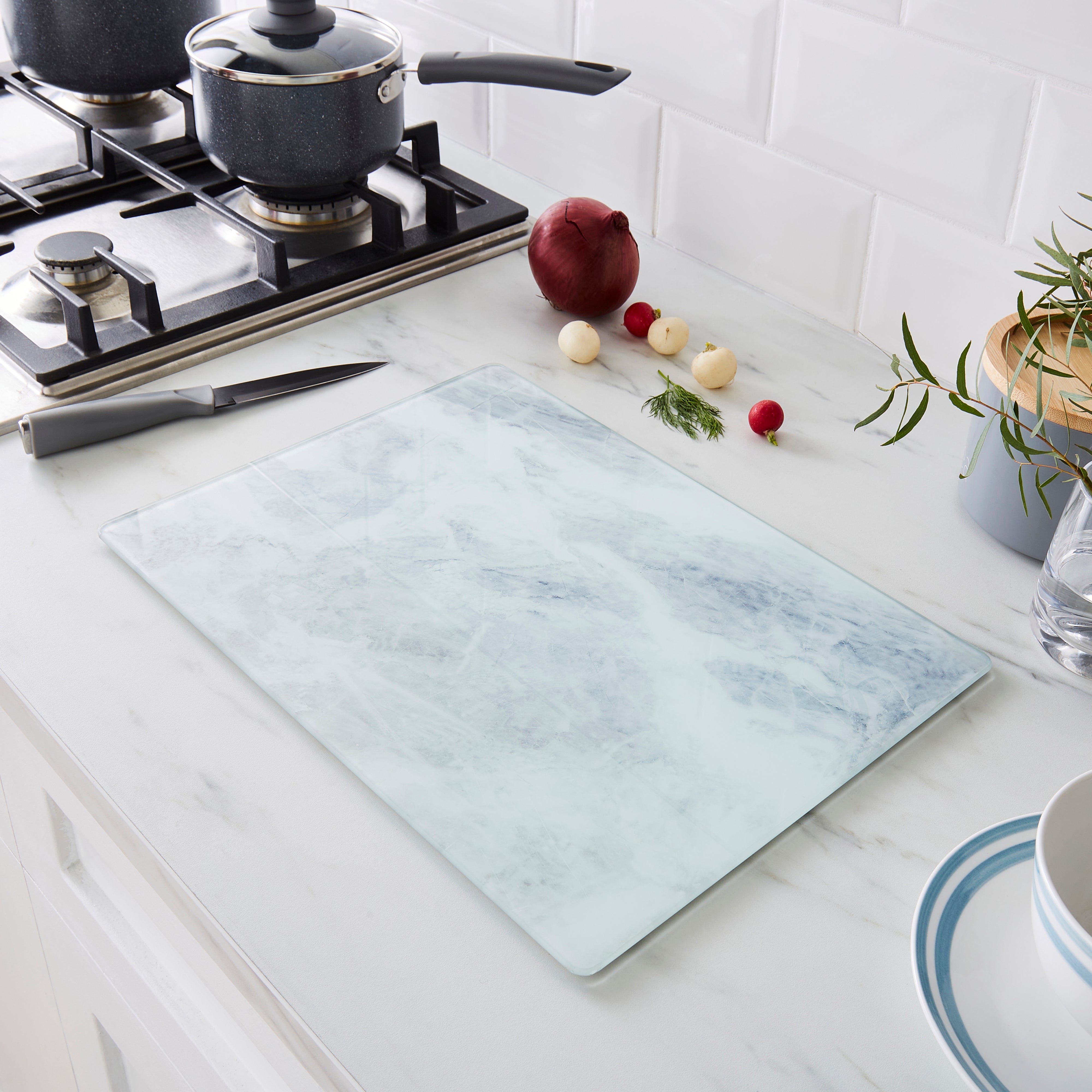 White Marble Glass Worktop Saver White Price Comparisons | Compare The Build