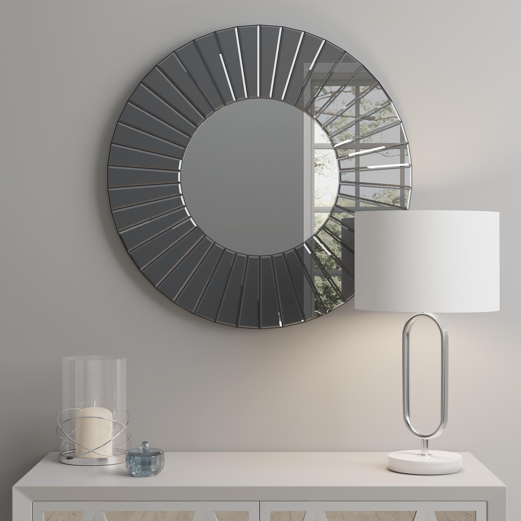 Round Smoked Wall Mirror, 65cm Grey Price Comparisons | Compare The Build