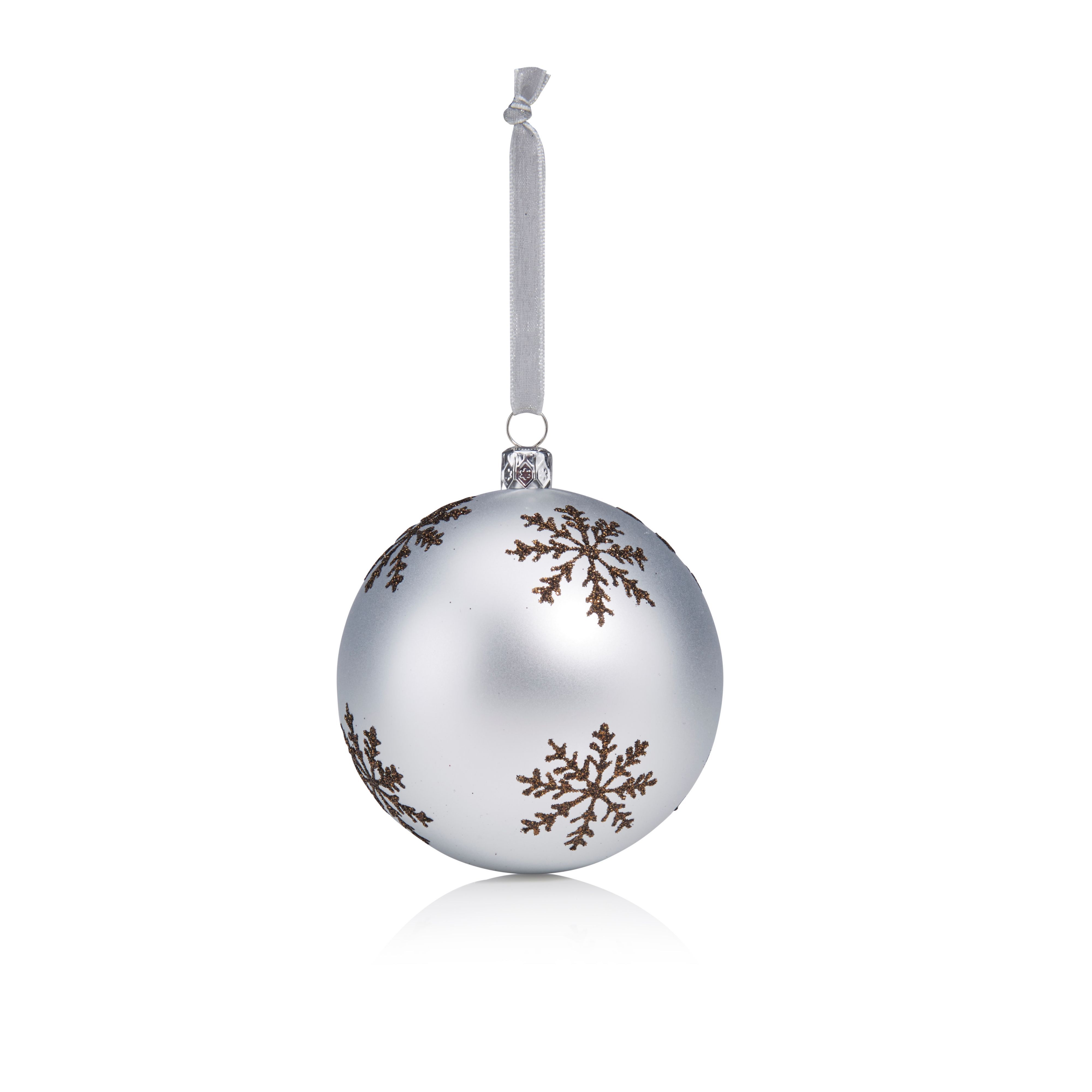 Matt Grey & Silver Snowflake Pattern Bauble Price Comparisons | Compare The Build