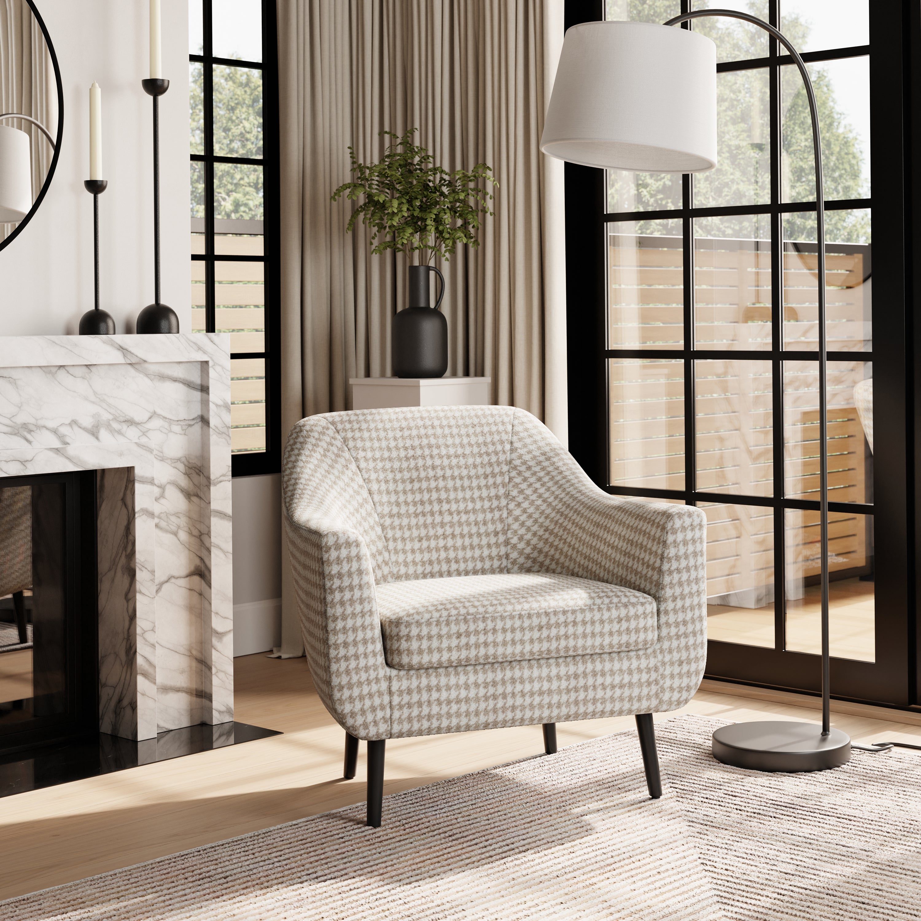 Eddie Natural Dogtooth Boucle Tub Chair Dogtooth Boucle Price Comparisons | Compare The Build
