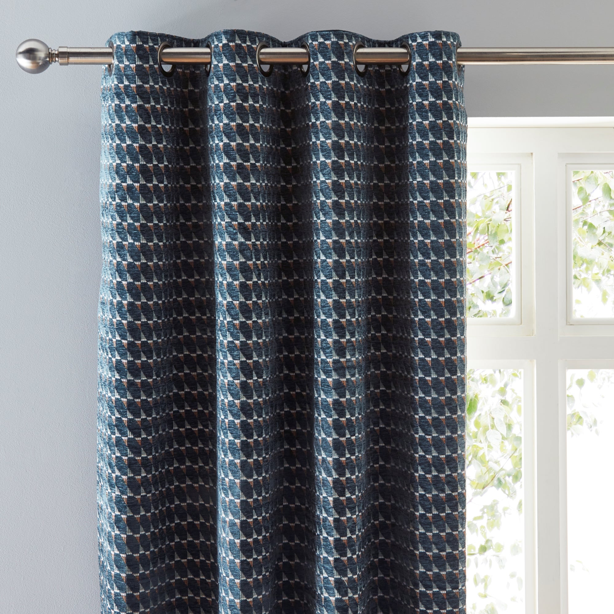 Laurent Geo Teal Eyelet Curtains Teal (Green) Price Comparisons | Compare The Build