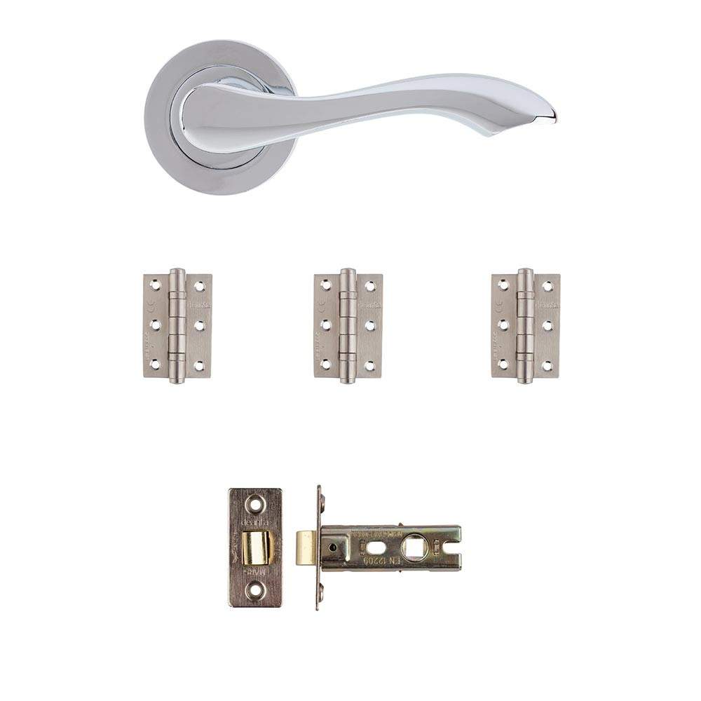 Deanta Veritas Polished Chrome Latch Door Handle Kit - 76mm x 50mm x 2mm Hinges VERLAK76 Price Comparisons | Compare The Build