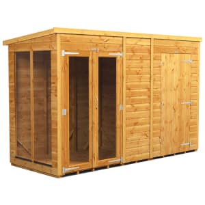 Power Sheds 10 x 4ft Pent Shiplap Dip Treated Summerhouse - Including 4ft Side Store Price Comparisons | Compare The Build