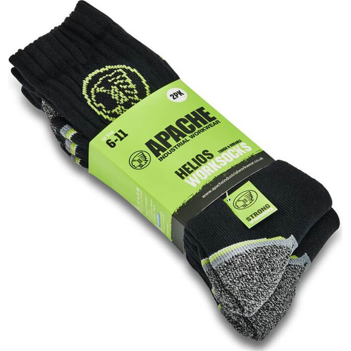 Apache Helios 2 Pair Pack of Mens Work Socks Black One Size Price Comparisons | Compare The Build