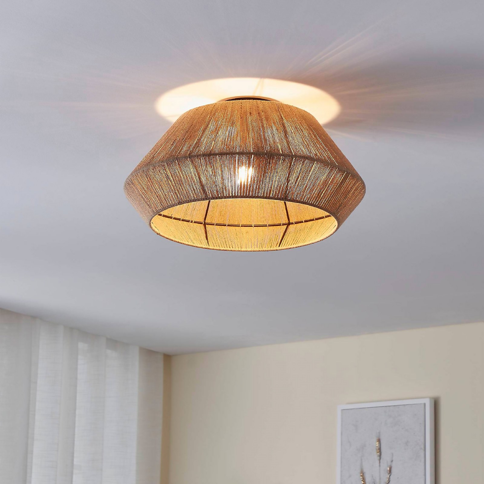 Eglo Alderney Flush Ceiling Light - Black & Natural | Compare The Build