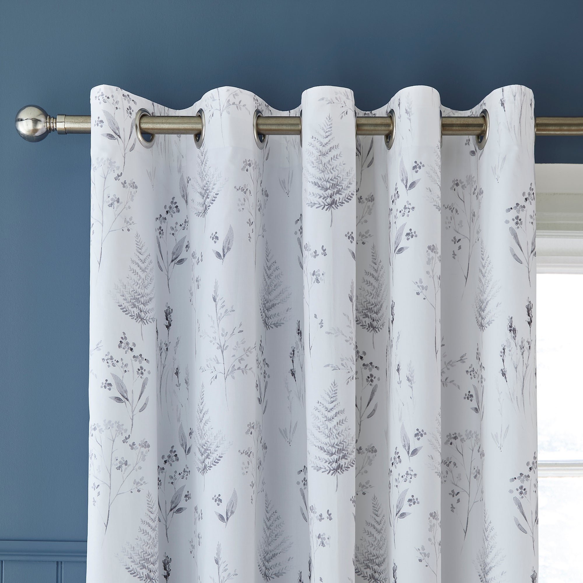 Dorma Purity Botanical 100% Cotton Grey Eyelet Curtains Grey Price Comparisons | Compare The Build