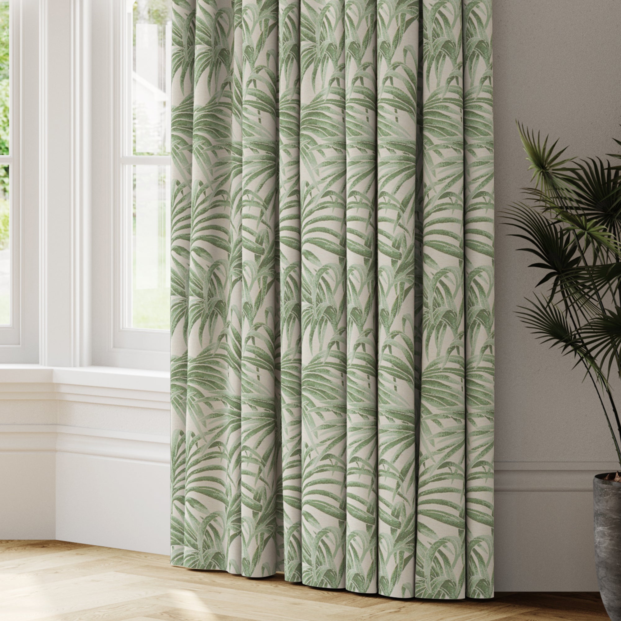 Palm Jacquard Made to Measure Curtains green Price Comparisons | Compare The Build
