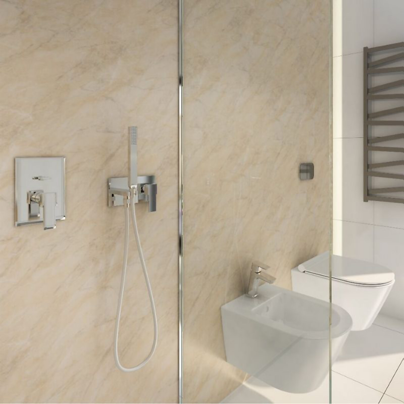 Panel Company Large Pergamon Marble Shower Panel Price Comparisons | Compare The Build