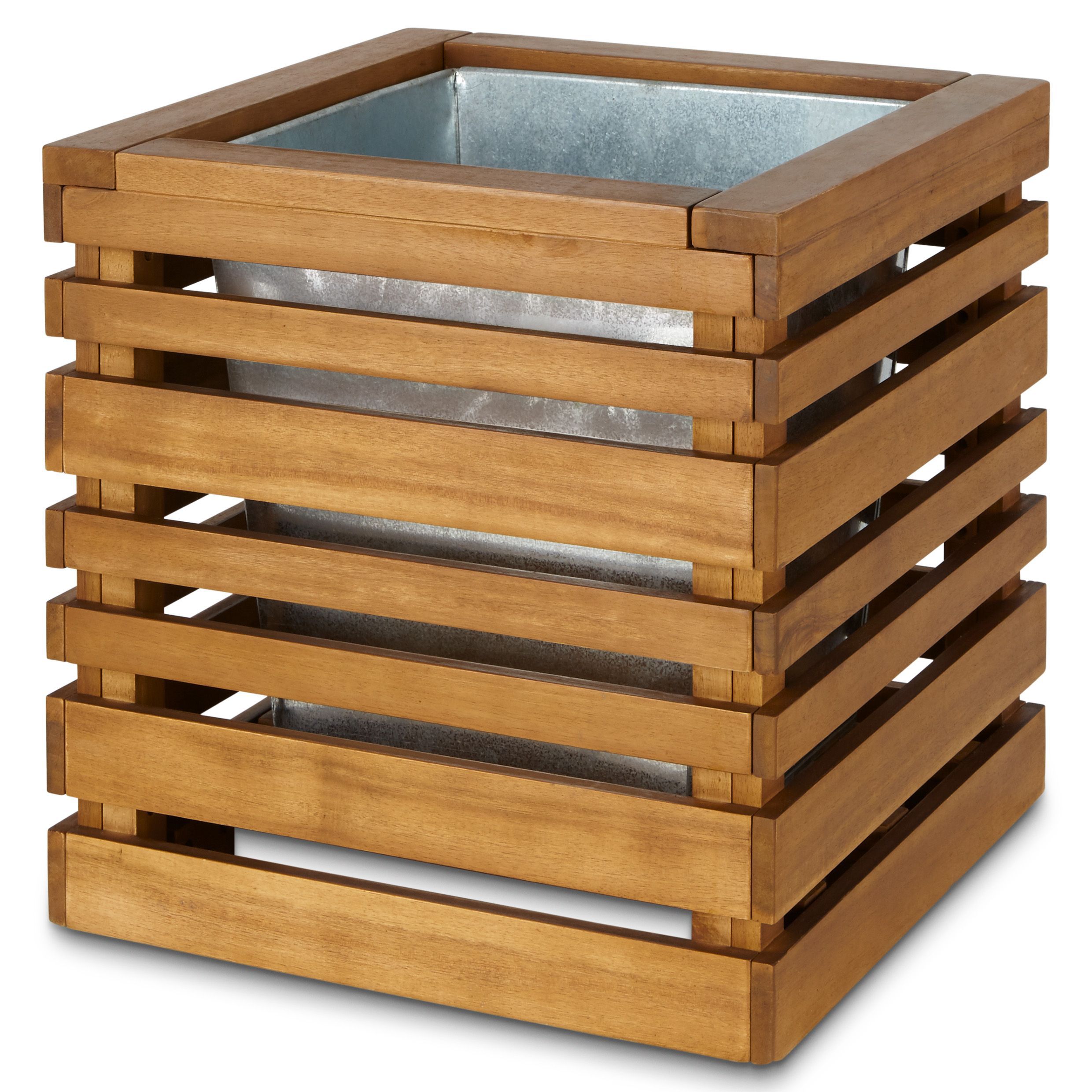 Blooma Denia Oiled Wood Brown Wooden Square Planter 50Cm Price Comparisons | Compare The Build