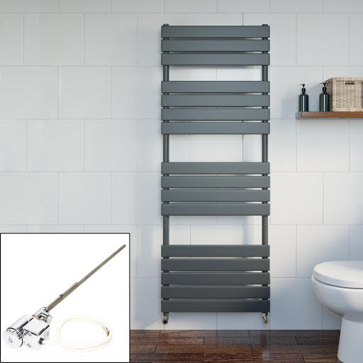 DuraTherm Dual Fuel Flat Panel Heated Towel Rail - 1600 x 600mm - Thermostatic Anthracite Price Comparisons | Compare The Build