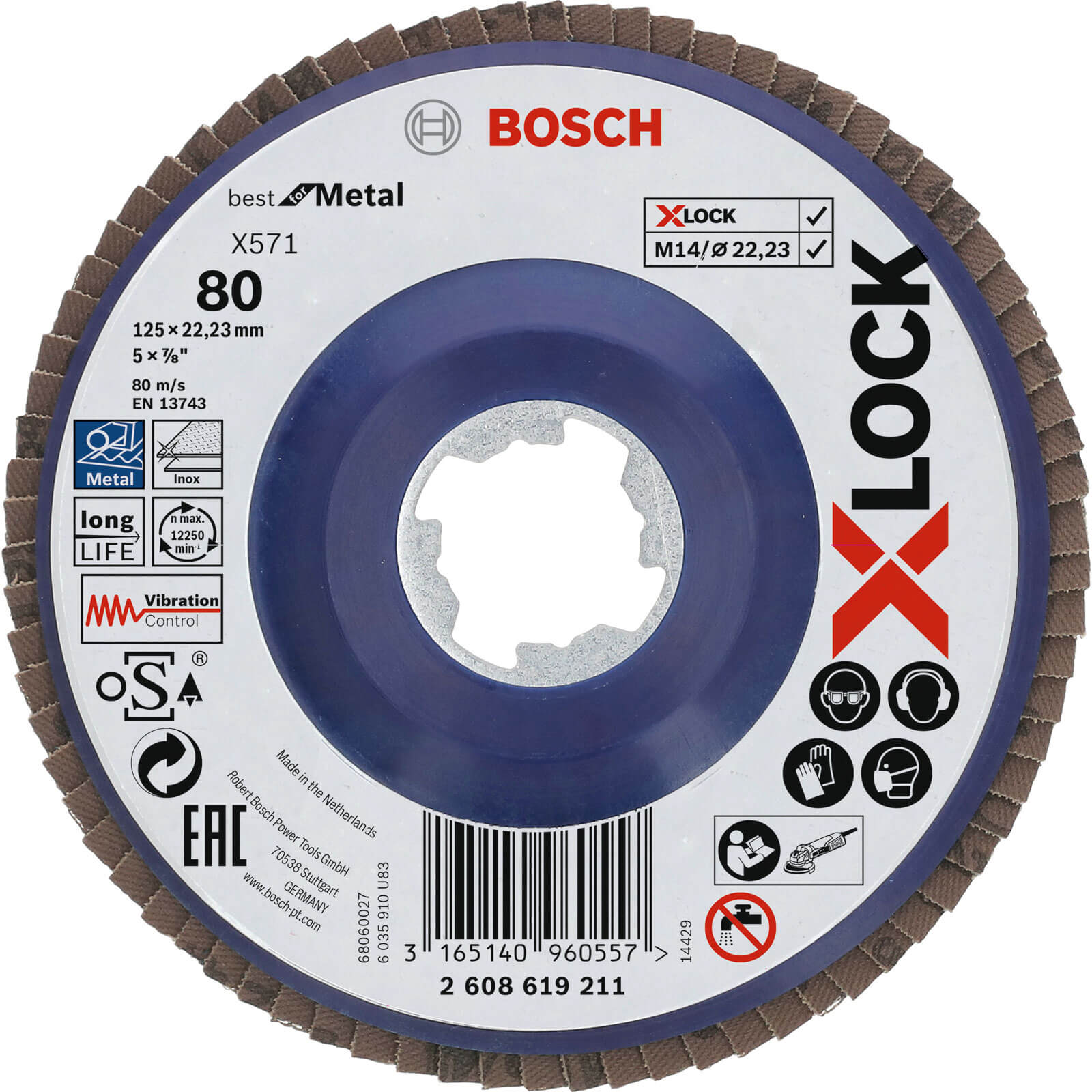 Bosch X Lock Zirconium Abrasive Straight Flap Disc 125mm 80g Pack of 1 | Compare The Build