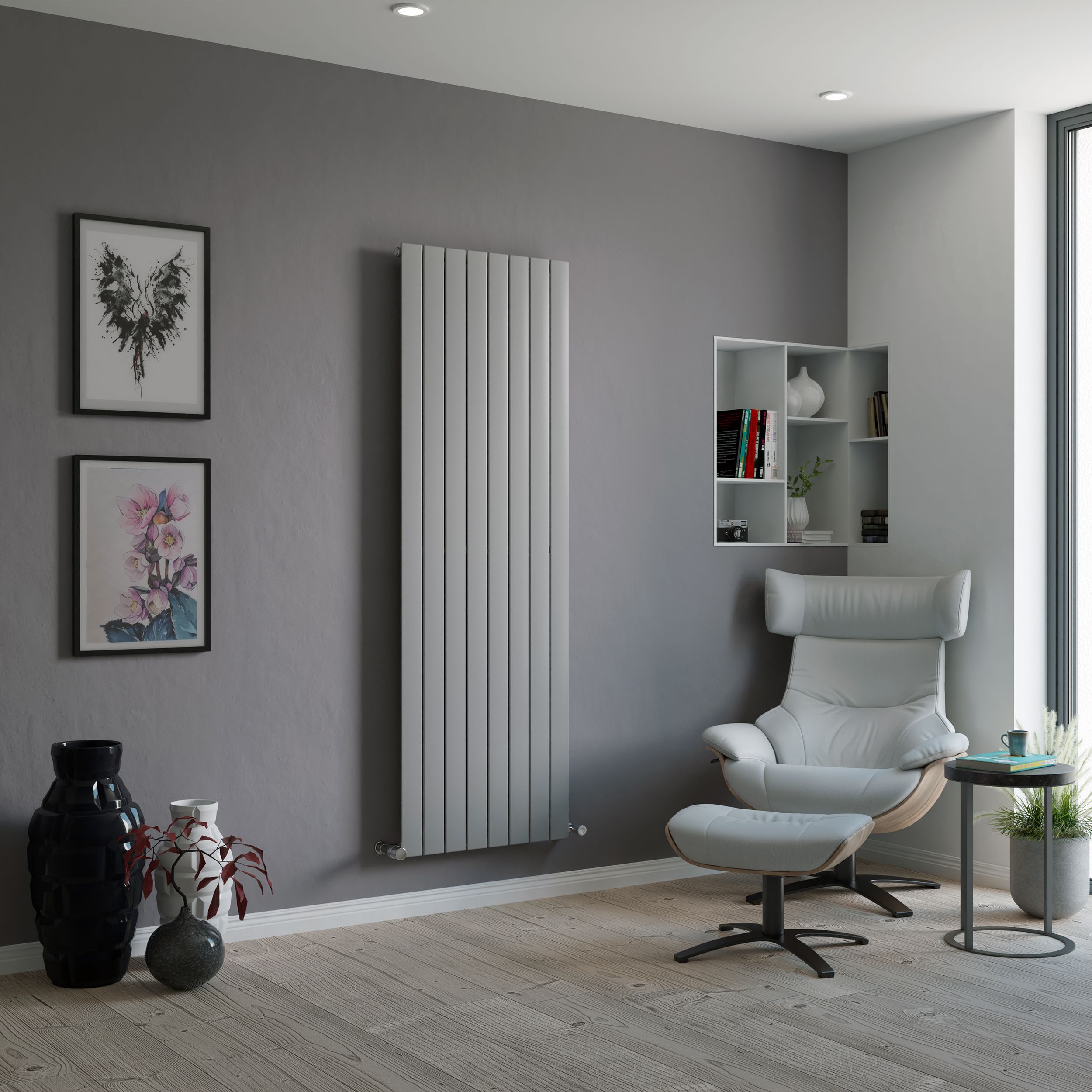 Ximax Vertirad Silver Effect Silver Effect Horizontal Or Vertical Designer Radiator, (W)595mm X (H)1800mm Price Comparisons | Compare The Build