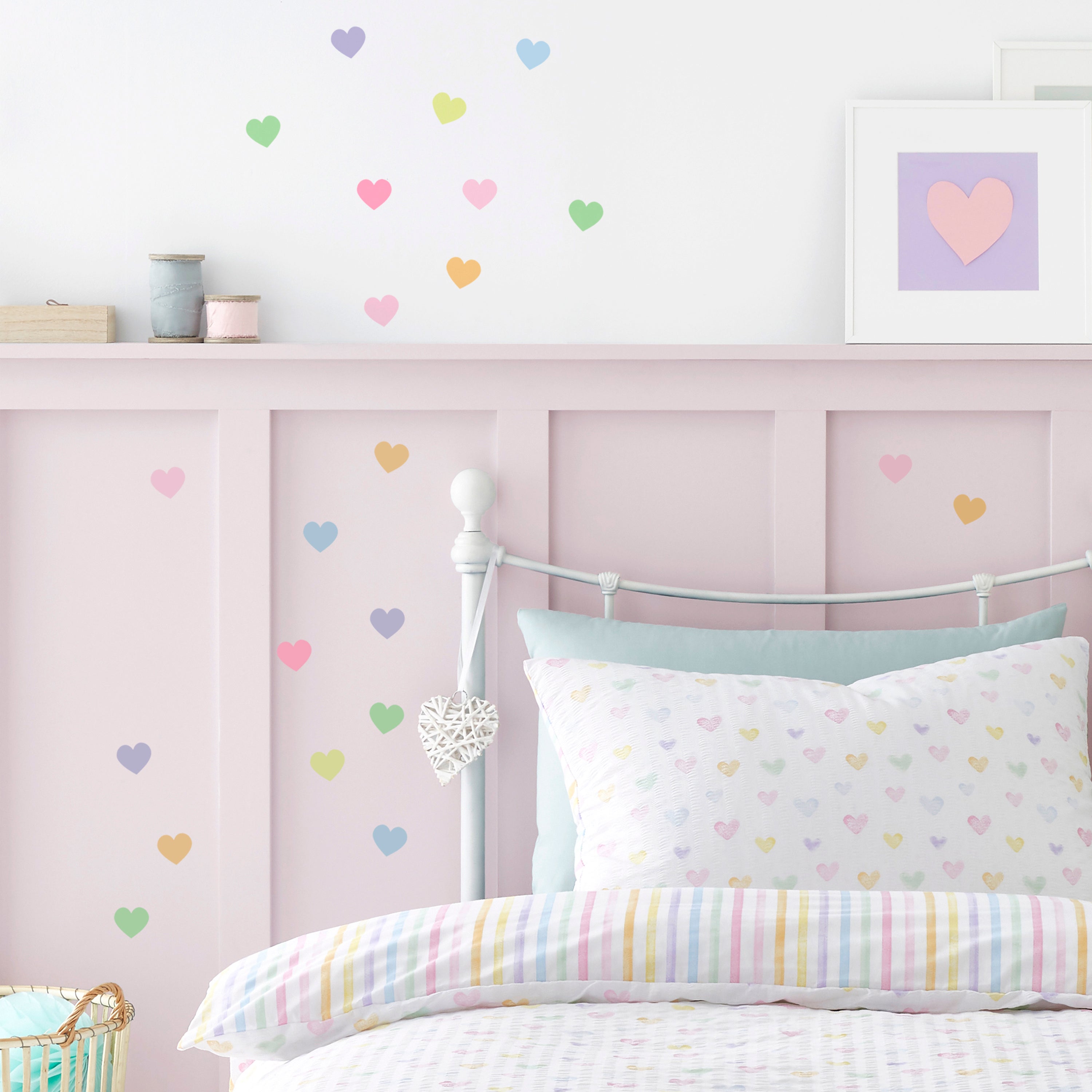 Seersucker Hearts Pastel Wall Stickers Pink Price Comparisons | Compare The Build