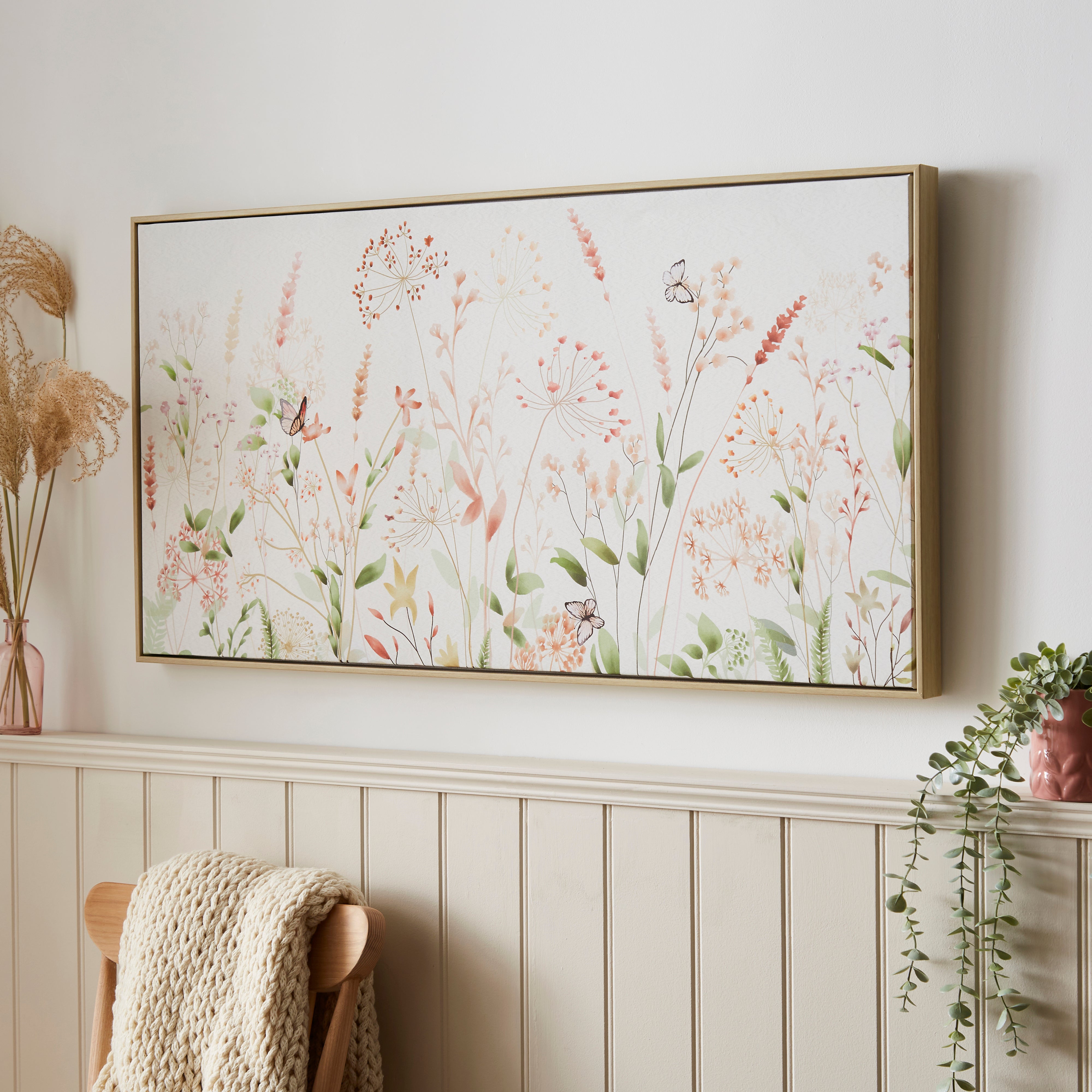 Floral Meadow Capped Canvas 50x100cm White Price Comparisons | Compare The Build