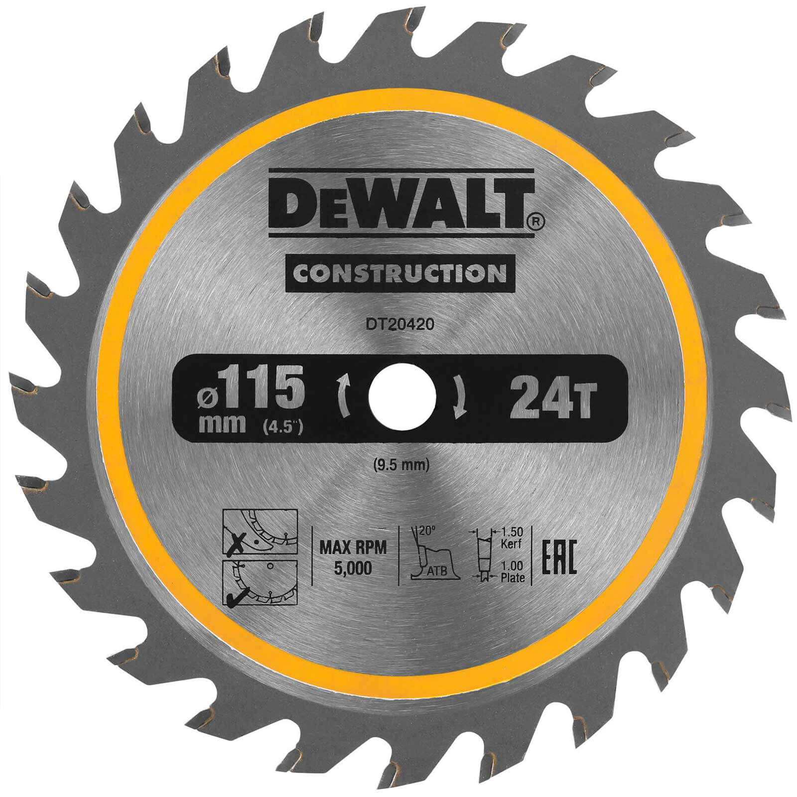 DeWalt 115mm Construction Circular Saw Blade For DCS571 115mm 24T 9.5mm Price Comparisons | Compare The Build