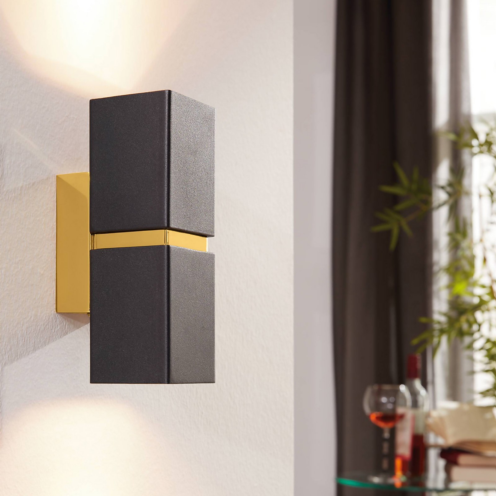 Eglo Passa Wall Light Square - Black & Gold Price Comparisons | Compare The Build