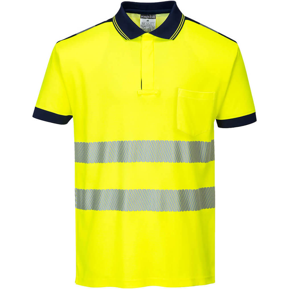 Portwest PW3 Hi Vis Polo Shirt Yellow / Navy L Price Comparisons | Compare The Build