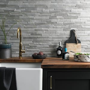 Wickes Quarzo Steel Splitface Porcelain Mosaic Wall & Floor Tile - 394 x 106mm (Pack of 15) Price Comparisons | Compare The Build