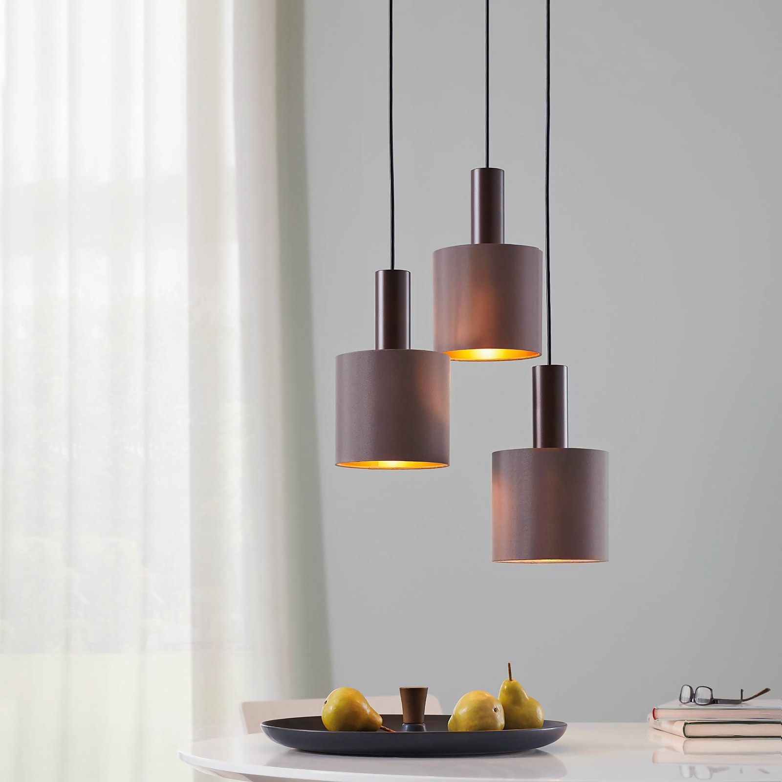 Eglo Concessa 1 3 Lamp Pendant Ceiling Light - Cappuccino & Gold Price Comparisons | Compare The Build