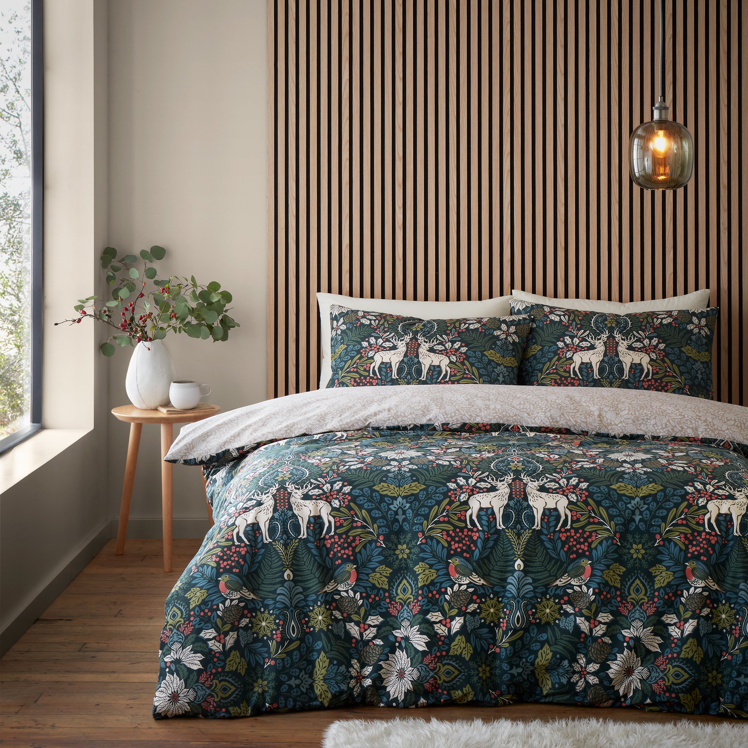 Catherine Lansfield Majestic Stag Reversible Green Duvet Cover & Pillowcase Set Green Price Comparisons | Compare The Build