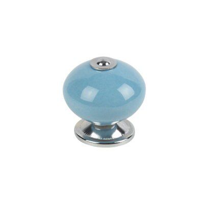 Blue Chrome Effect Ceramic Furniture Knob (Dia)42mm, Pack | Compare The Build