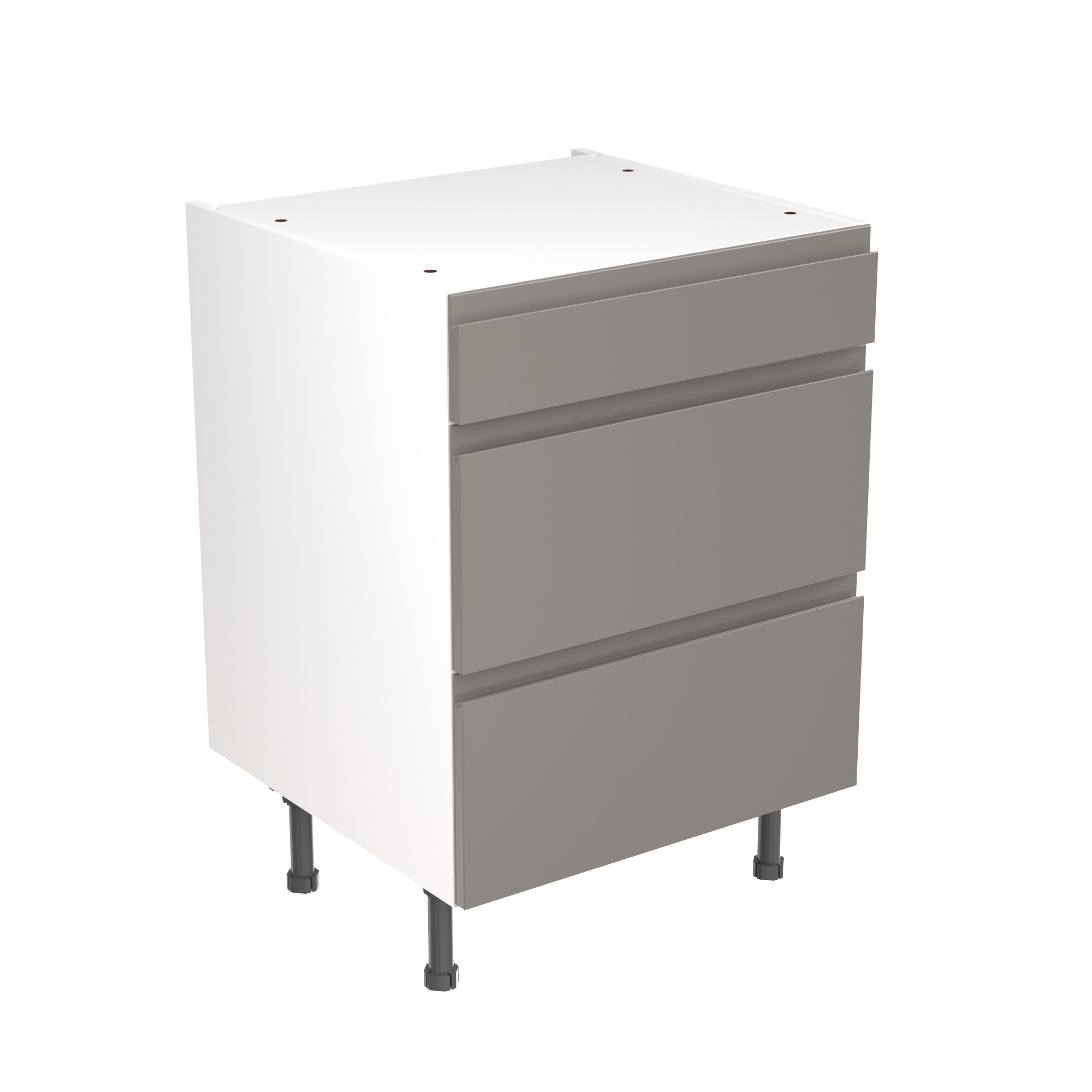 Flatpack Three Drawer Base Unit J-pull Super Gloss Dust Grey 600mm - FKKJ0306 Price Comparisons | Compare The Build