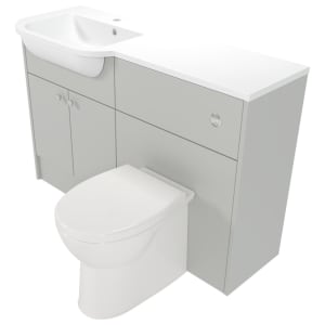 Deccado Benham Whisper Grey Left Hand 1200mm Fitted Vanity & Toilet Pan Unit Combination with Left Hand Basin Price Comparisons | Compare The Build