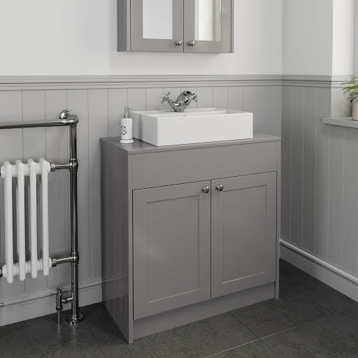 Park Lane Grey Free Standing Door Vanity Unit & Affine Vannes Countertop Basin - 800mm Width Price Comparisons | Compare The Build