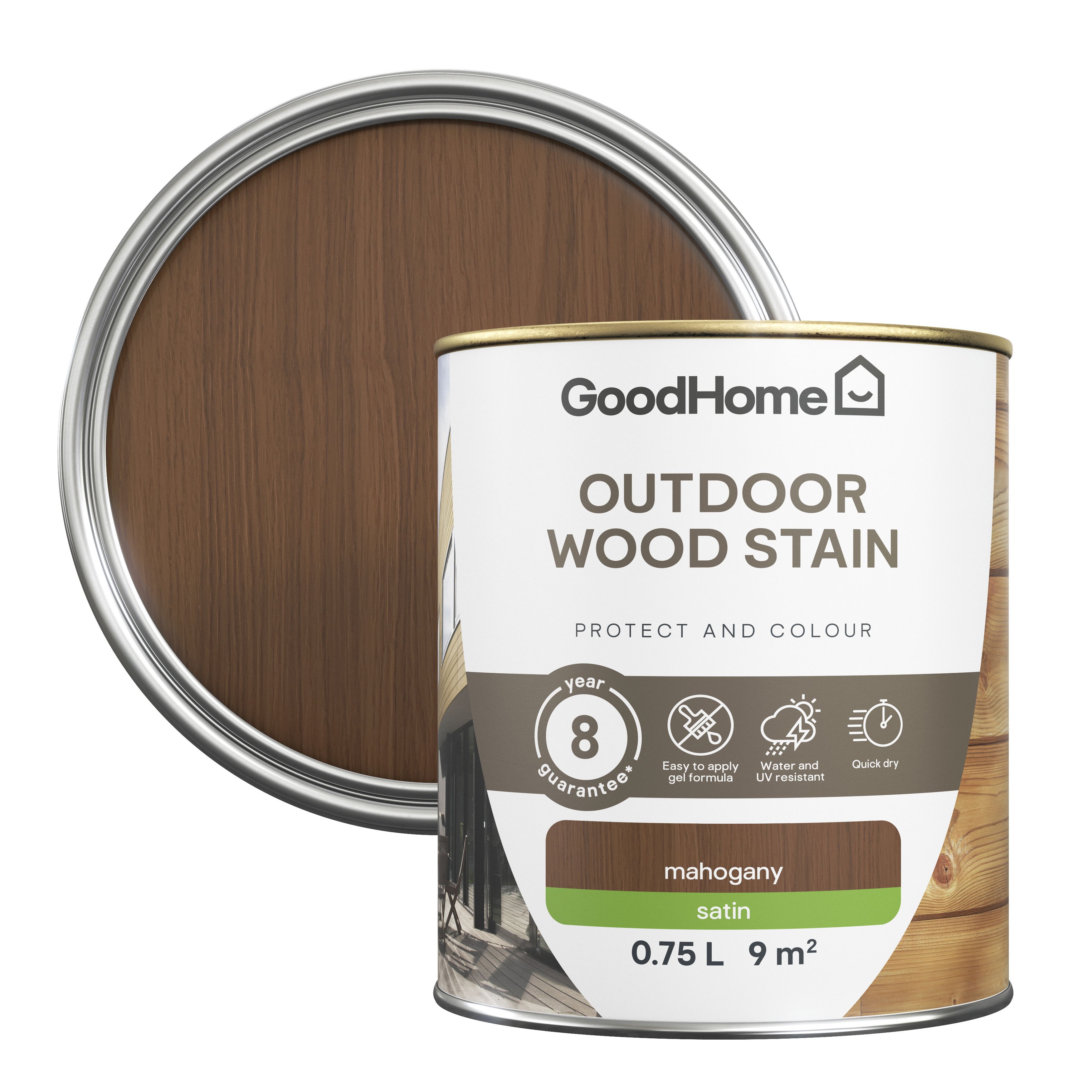 GoodHome Outdoor Mahogany Satin Quick Dry Wood Stain, 750Ml Price Comparisons | Compare The Build