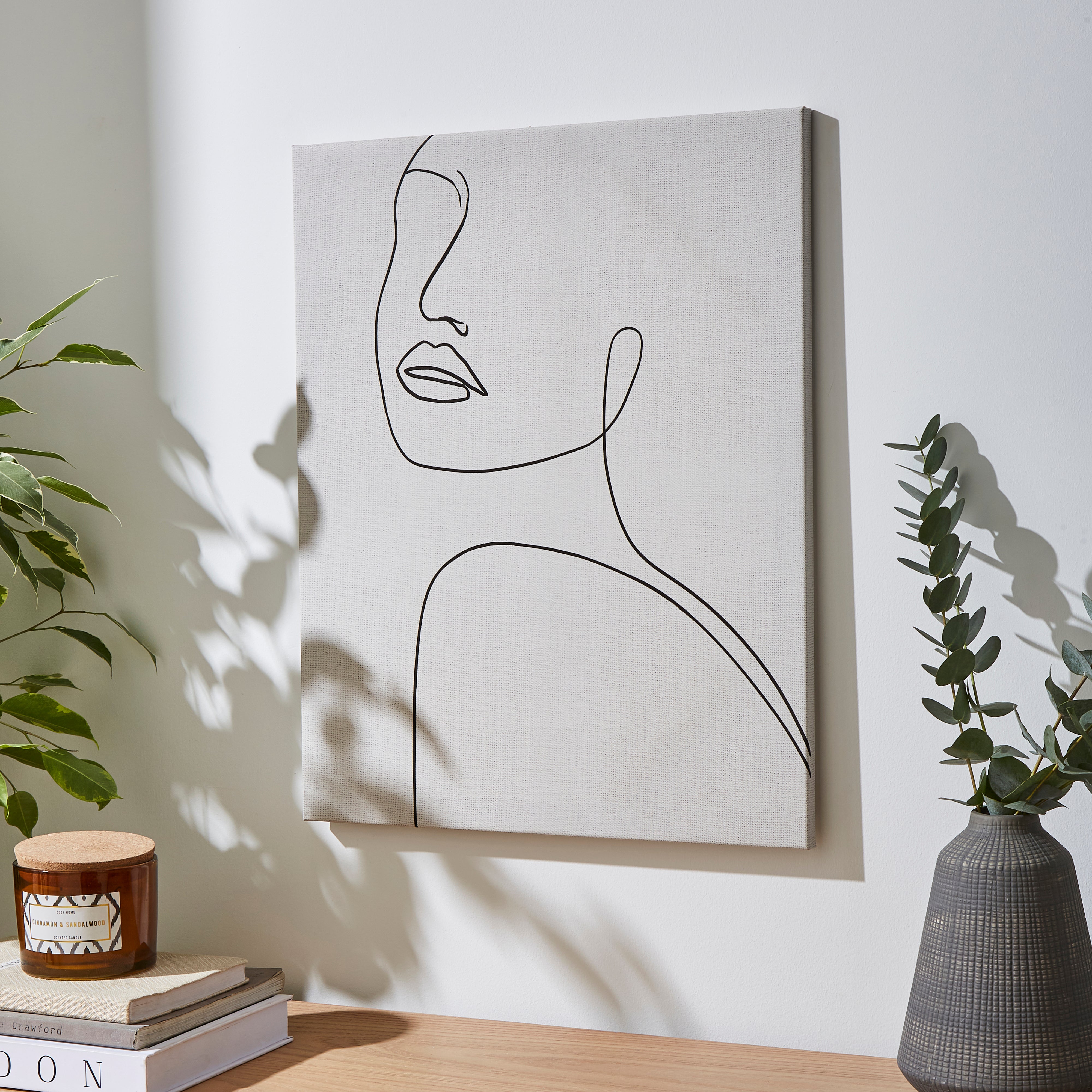 Face Line Drawing Canvas 40x50cm White Price Comparisons | Compare The Build