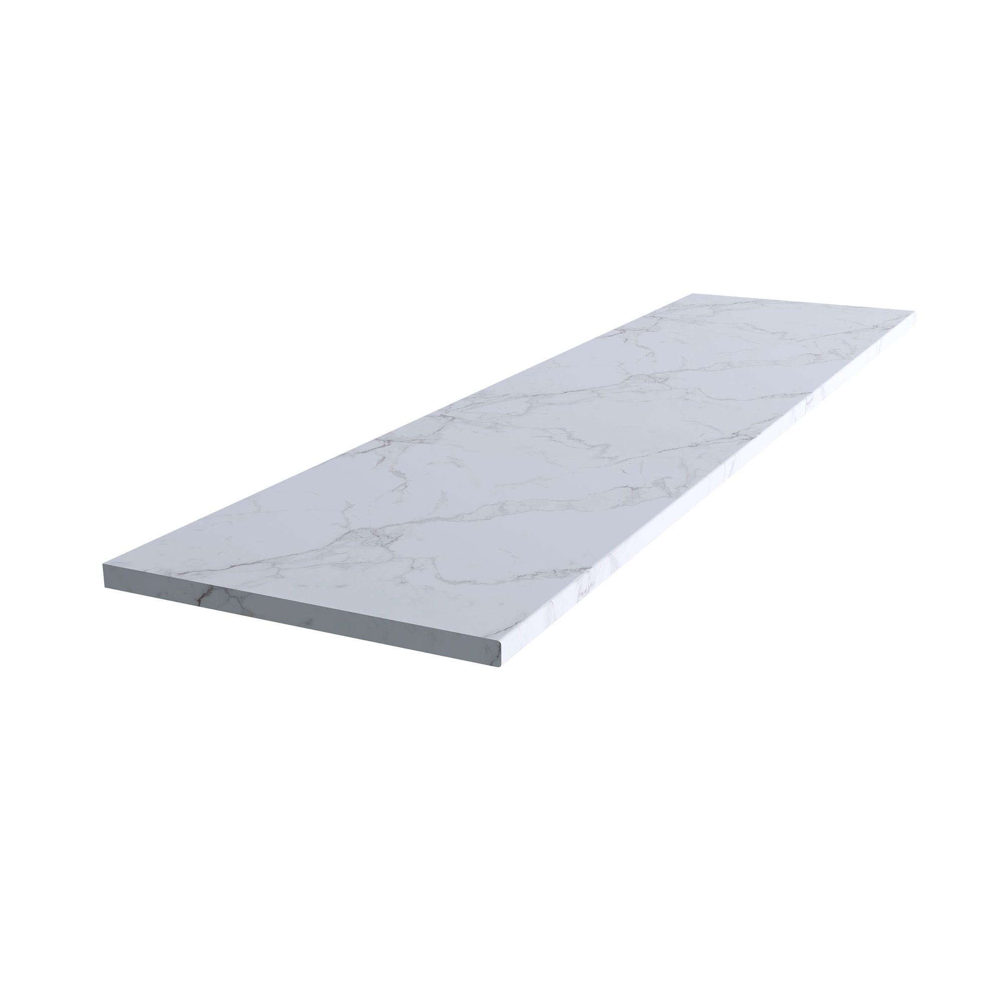 24mm Matt White Marble Effect Round Edge Chipboard & Laminate Worktop (L)1.5M | Compare The Build